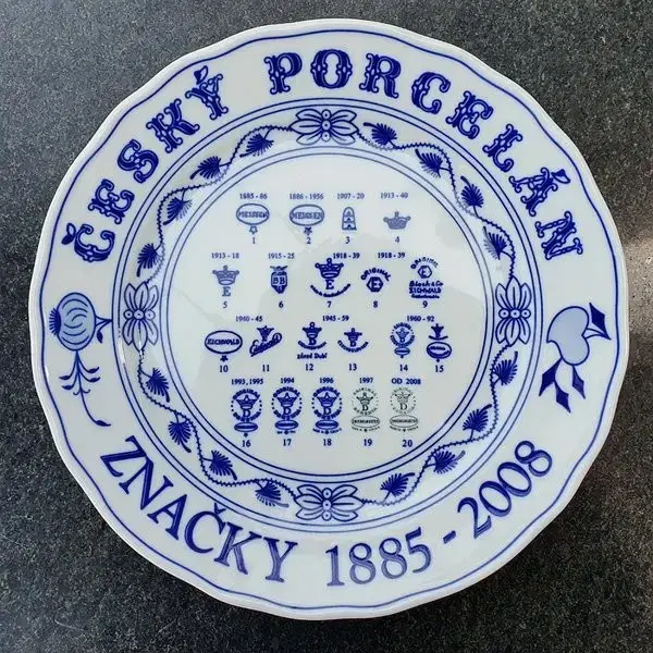 체코 CESKY PORCELAN 쯔비벨무스터 백스탬프 벽걸이 접시.