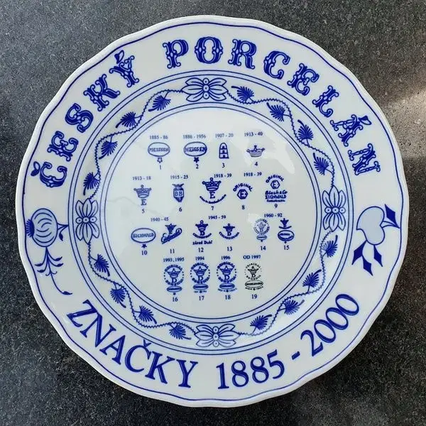 체코 CESKY PORCELAN 쯔비벨무스터 백스탬프 벽걸이 접시.