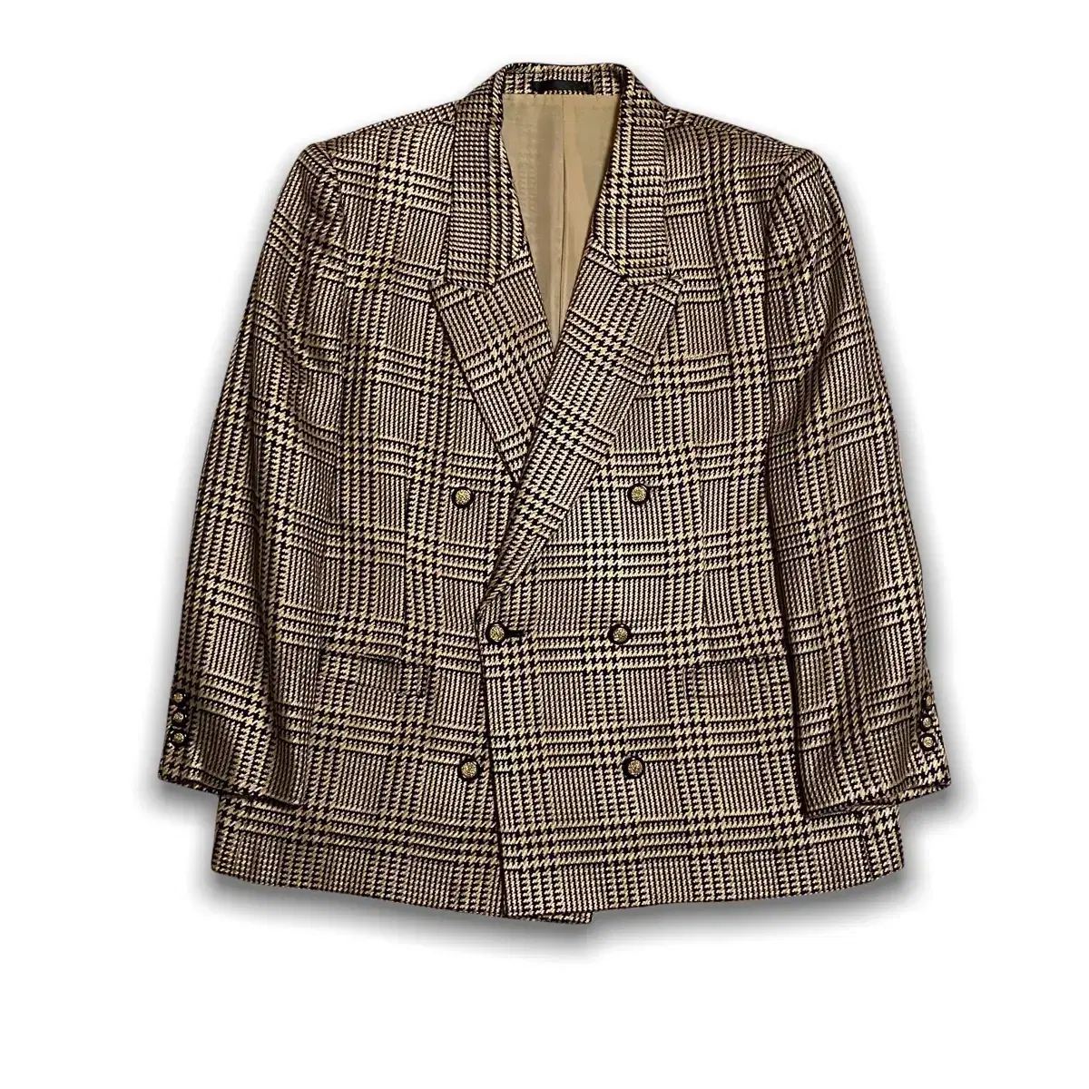 Genuine Oatmeal Houndstooth Check Keum Double-breasted Suit Top for Burberry