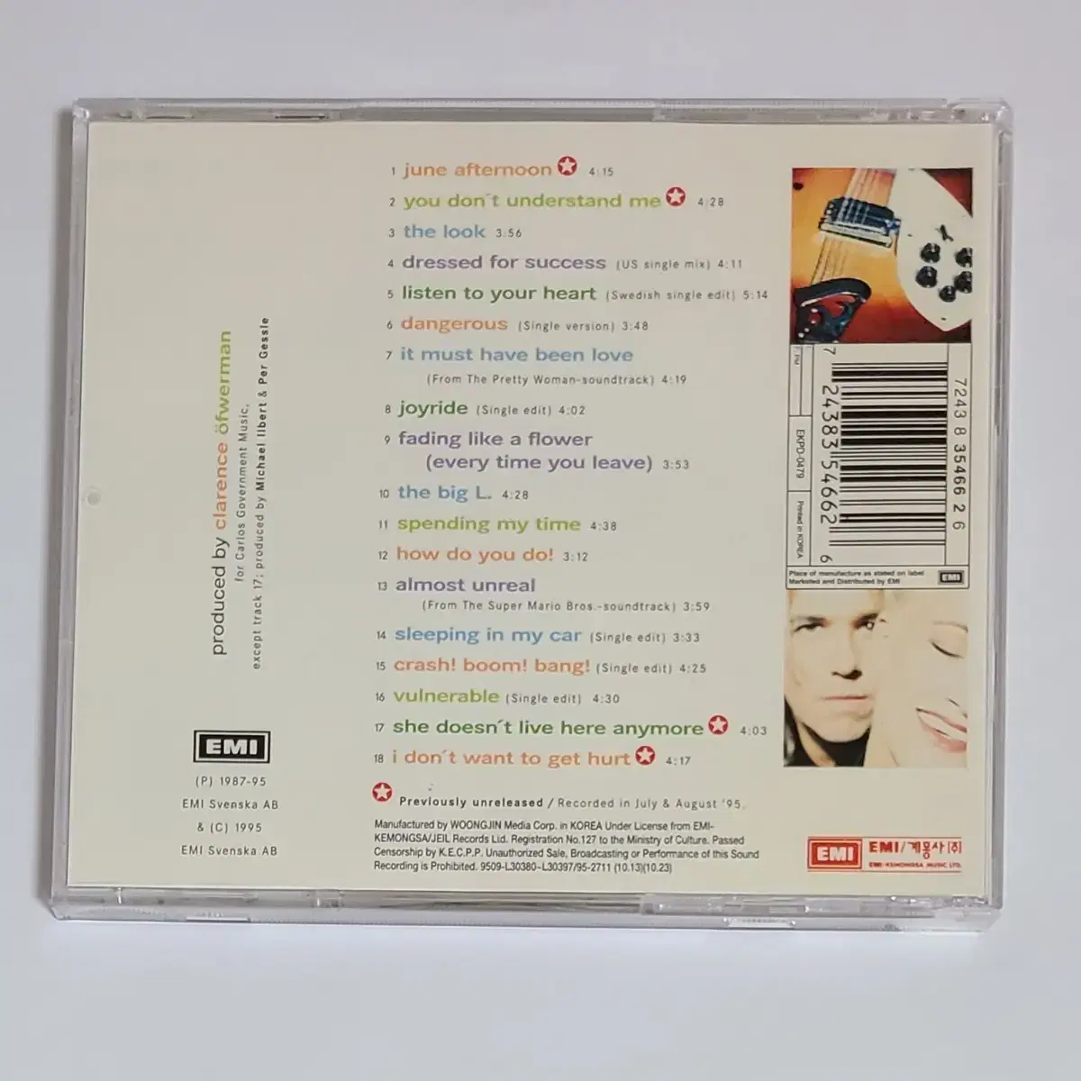 록시트 Roxette's Greatest Hits 앨범 시디 CD 록세트