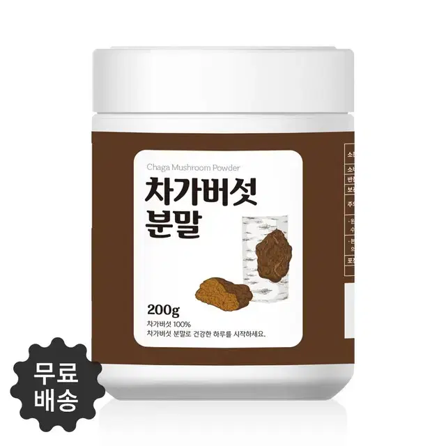 100% 러시아산 프리미엄 차가버섯 분말 가루 200g 무료스푼제공