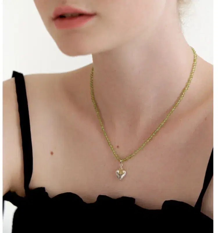 딥브로우 peridot 2way initial necklace 원석