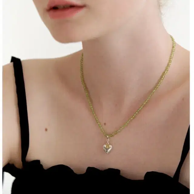 딥브로우 peridot 2way initial necklace 원석