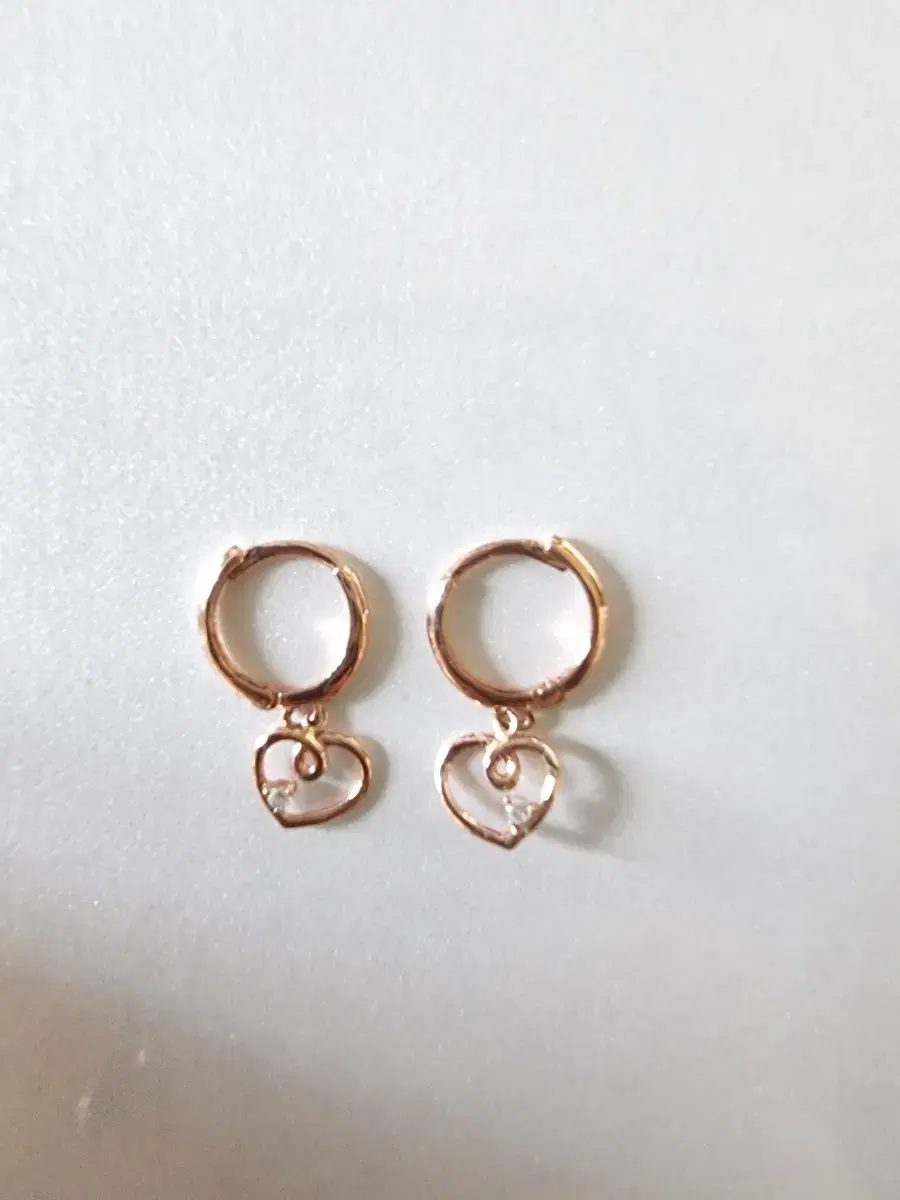 14k keum One-touch Heart Ring Earrings