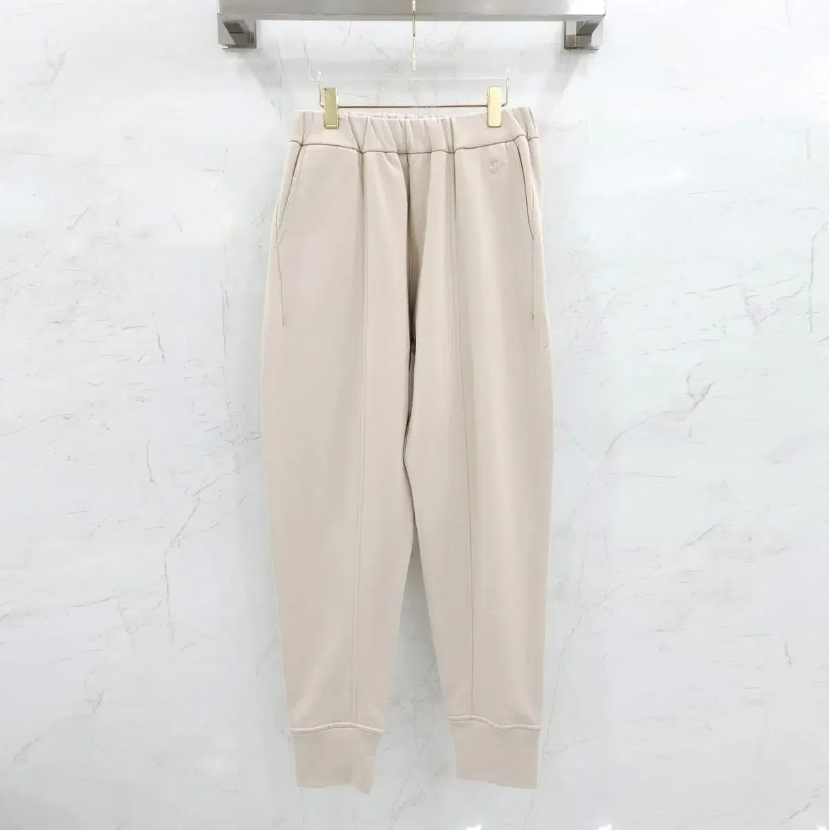 S / Jill Sander Beige Logo Embroidered Jogger Pants