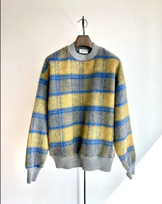 Unisex Checked Mohair Sweater Knit