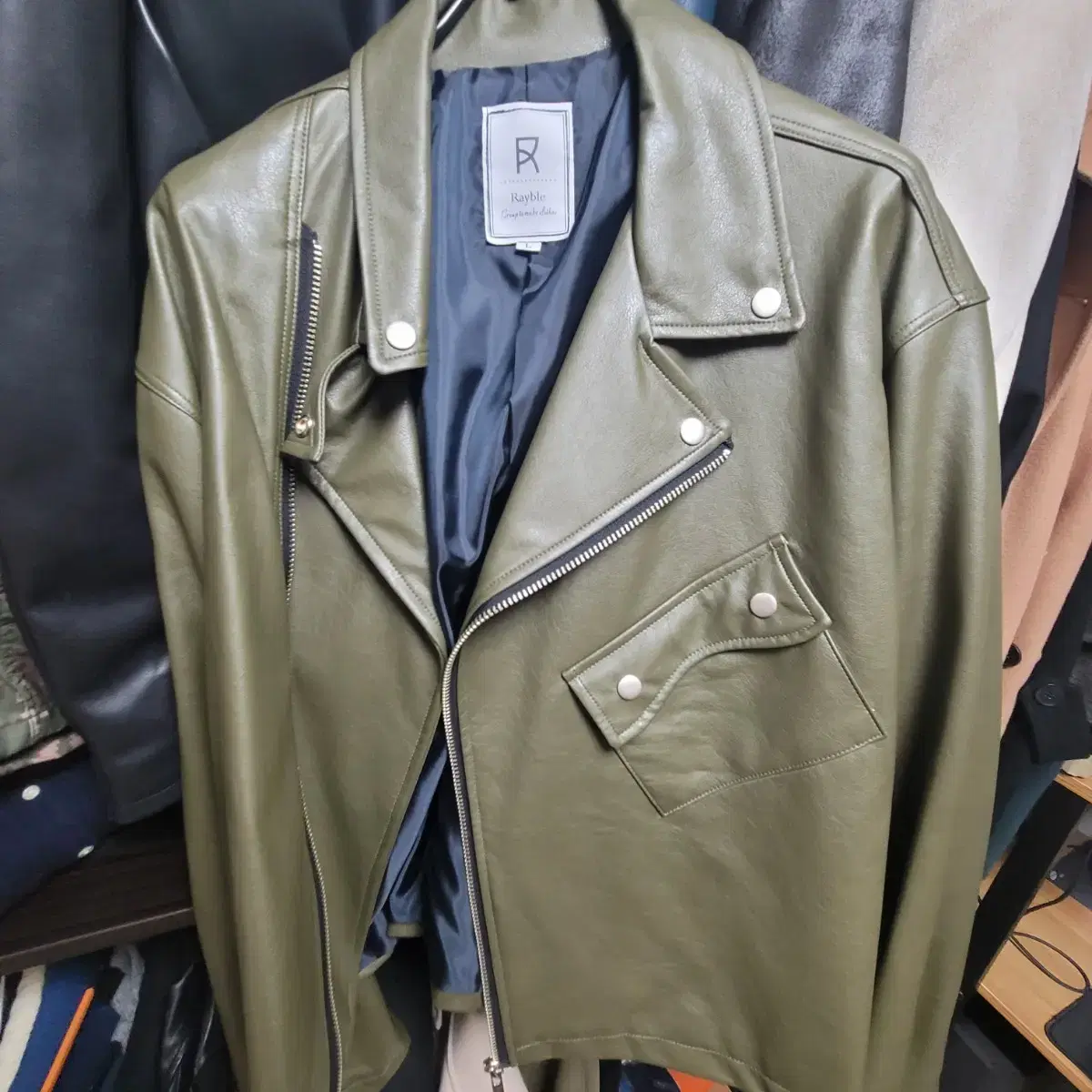 Khaki Short Rider Leather Jacket