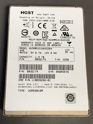 서버용 SAS SSD HGST 1.6TB HUSMM1616ASS204