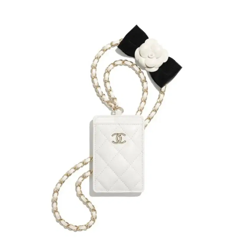 Chanel Camellia Card Holder White