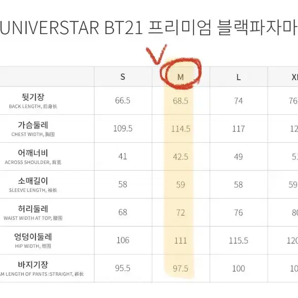 방탄소년단 BT21 프리미엄 블랙 파자마 (M)