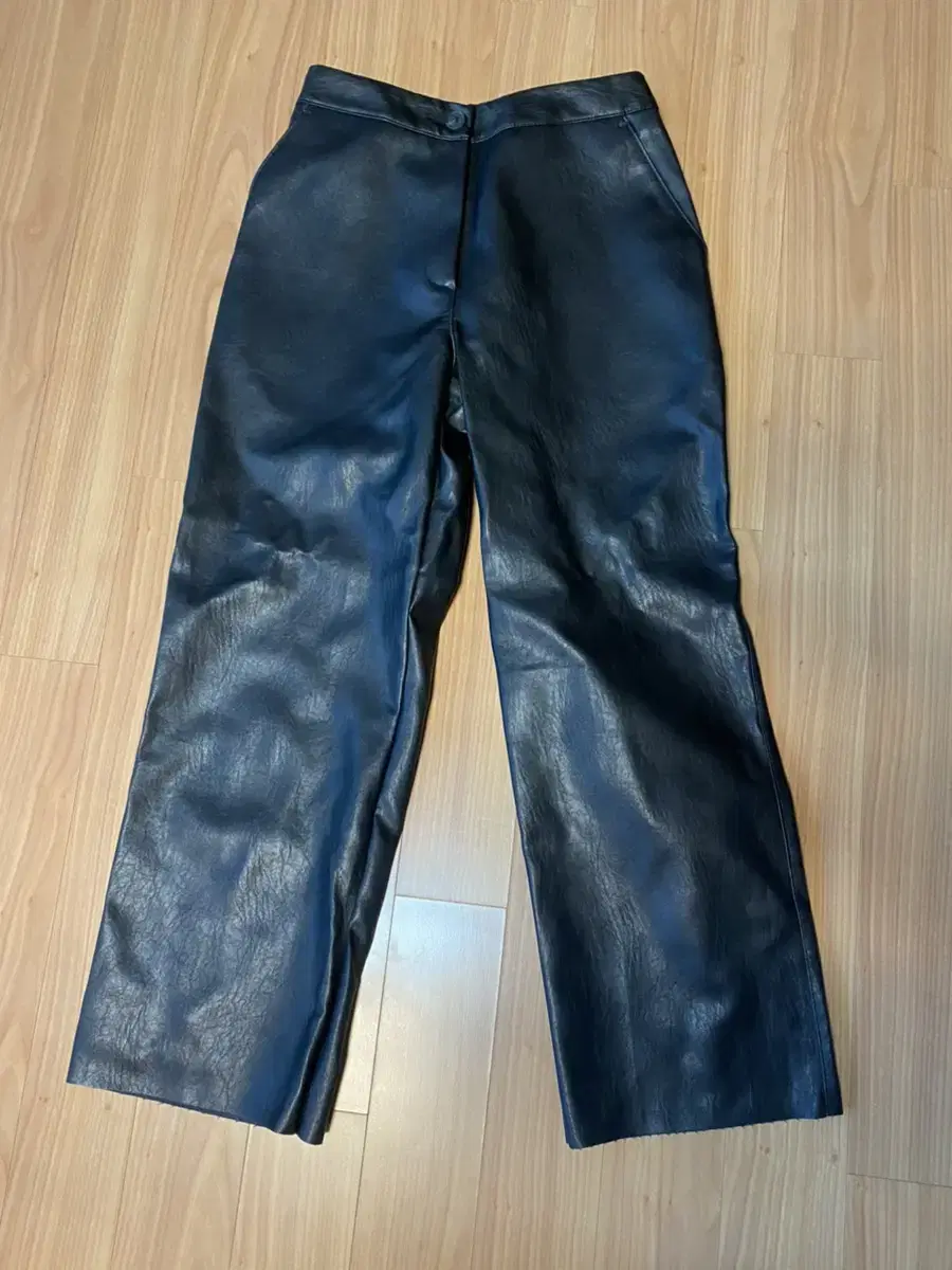 8Leather straight-leg pants 