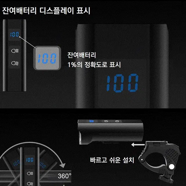 자전거 라이트 전조등 용품 LED 후레쉬 조명 킥보드 가민 고프로 Y88