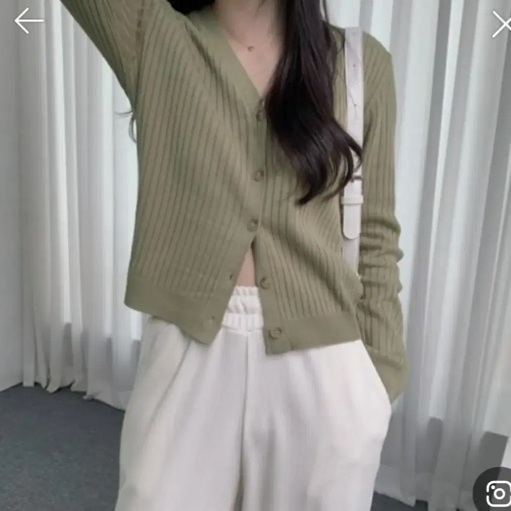 H&M 골지 버튼 묶음 티 가디건