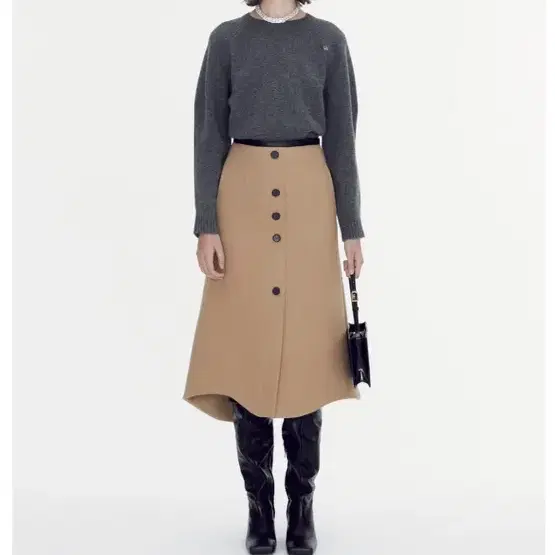 렉토 WOOL ASYMMETRIC-LINE SKIRT - XS