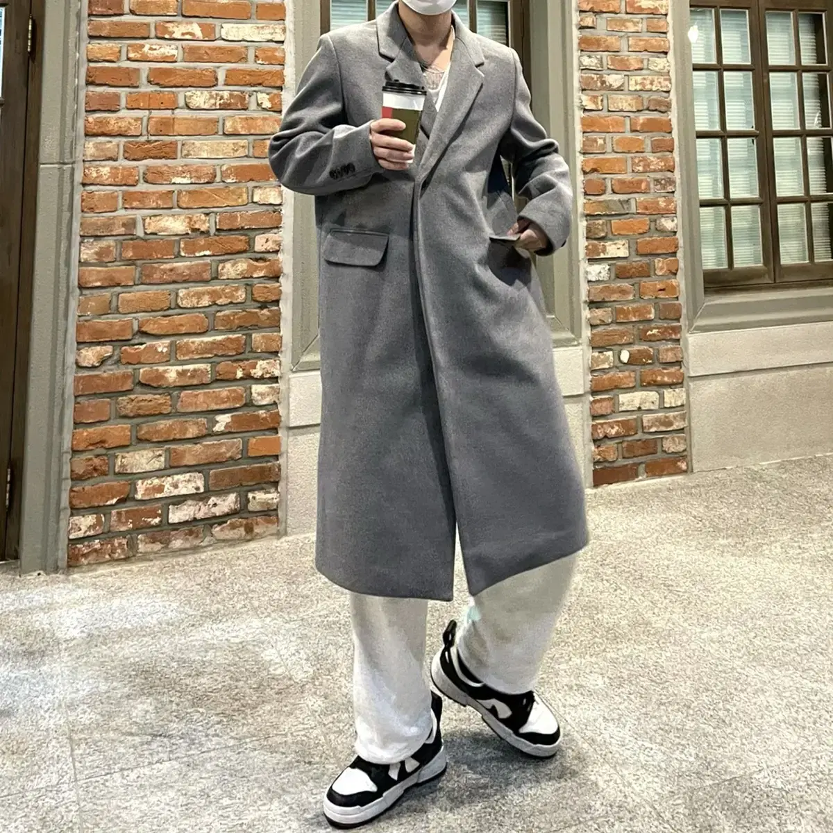 Men's One-button Double Long Coat 3colors