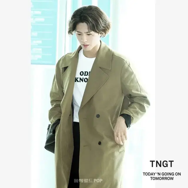 티엔지티 오버핏 더블 트렌치 코트 100 사이즈 TNGT 박보검 트렌치