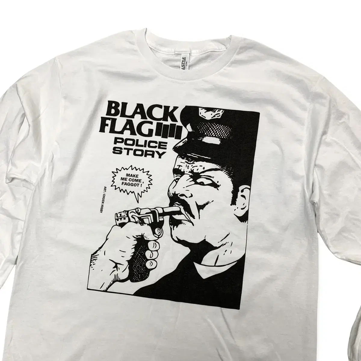 Black flag 블랙플래그 밴드 폴리스 스토리 티셔츠