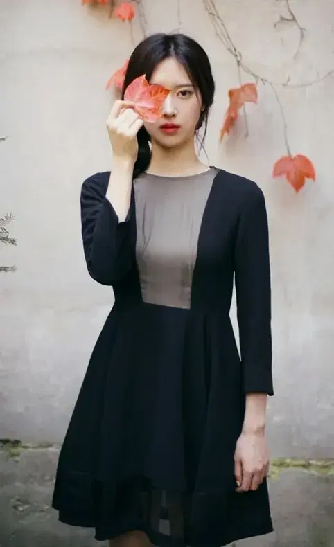 밀크코코아 classic see-through black dress