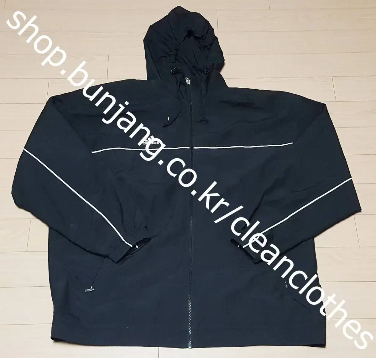 Adidas Old School Big Size Big Logo Pipeline High Neck Hooded Windbreaker Jumper