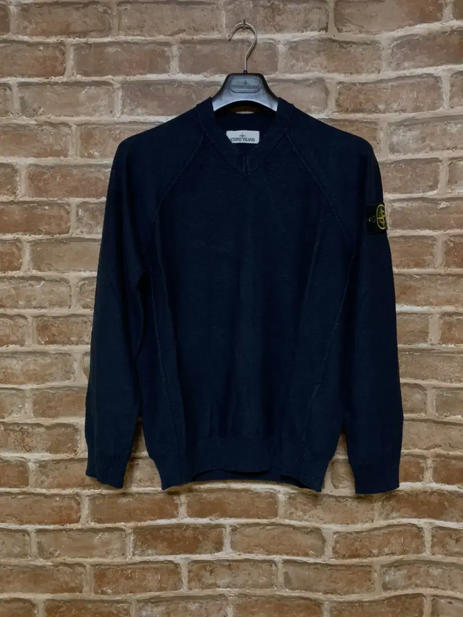 Stone Island 19SS Cotton-Nylon Melange Effect V-Neck Knit Sweater