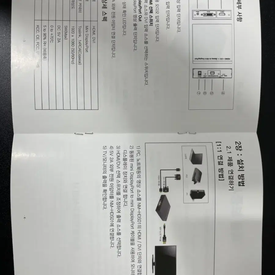 HDMI, DVI 스테레오, 미니 디스플레이포트 변환