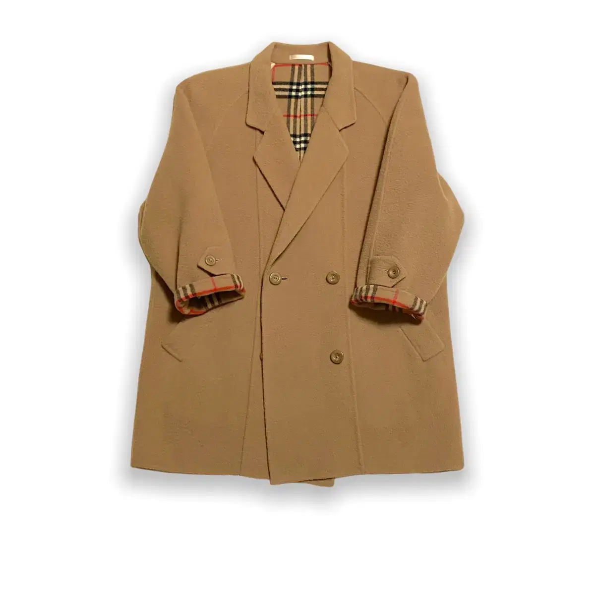 Genuine Burberry Beige Lined Check Half Coat