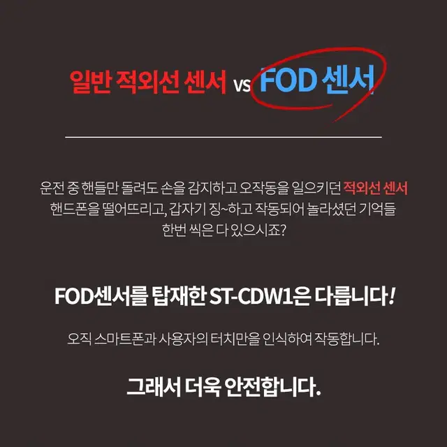 (정품) 스마텍 FOD방식 차량용 무선 고속충전 와이드 거치대