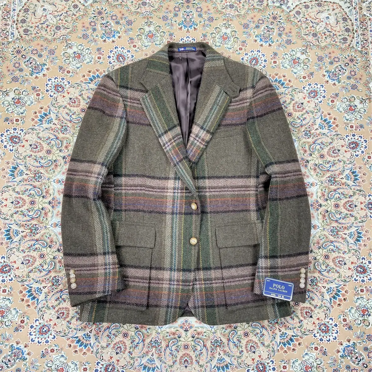 [NEW, 42] Polo Ralph Lauren USAmade Brown Check RL67Wooltweed Jacket