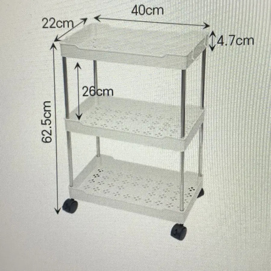 새상품 택포) 리뉴얼 3단 트롤리 이동식선반 조립식