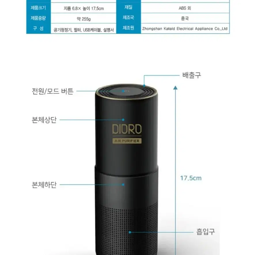 새제품)디오로 차량용 공기청정기