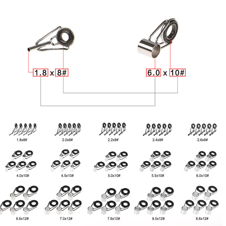 낚시용품 낚시대 가이드링 부품세트 15종 75pcs