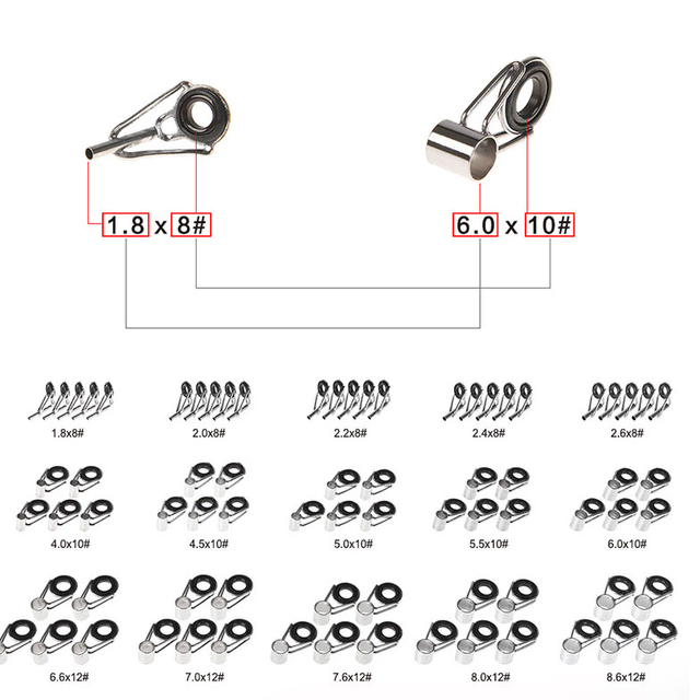 낚시용품 낚시대 가이드링 부품세트 15종 75pcs