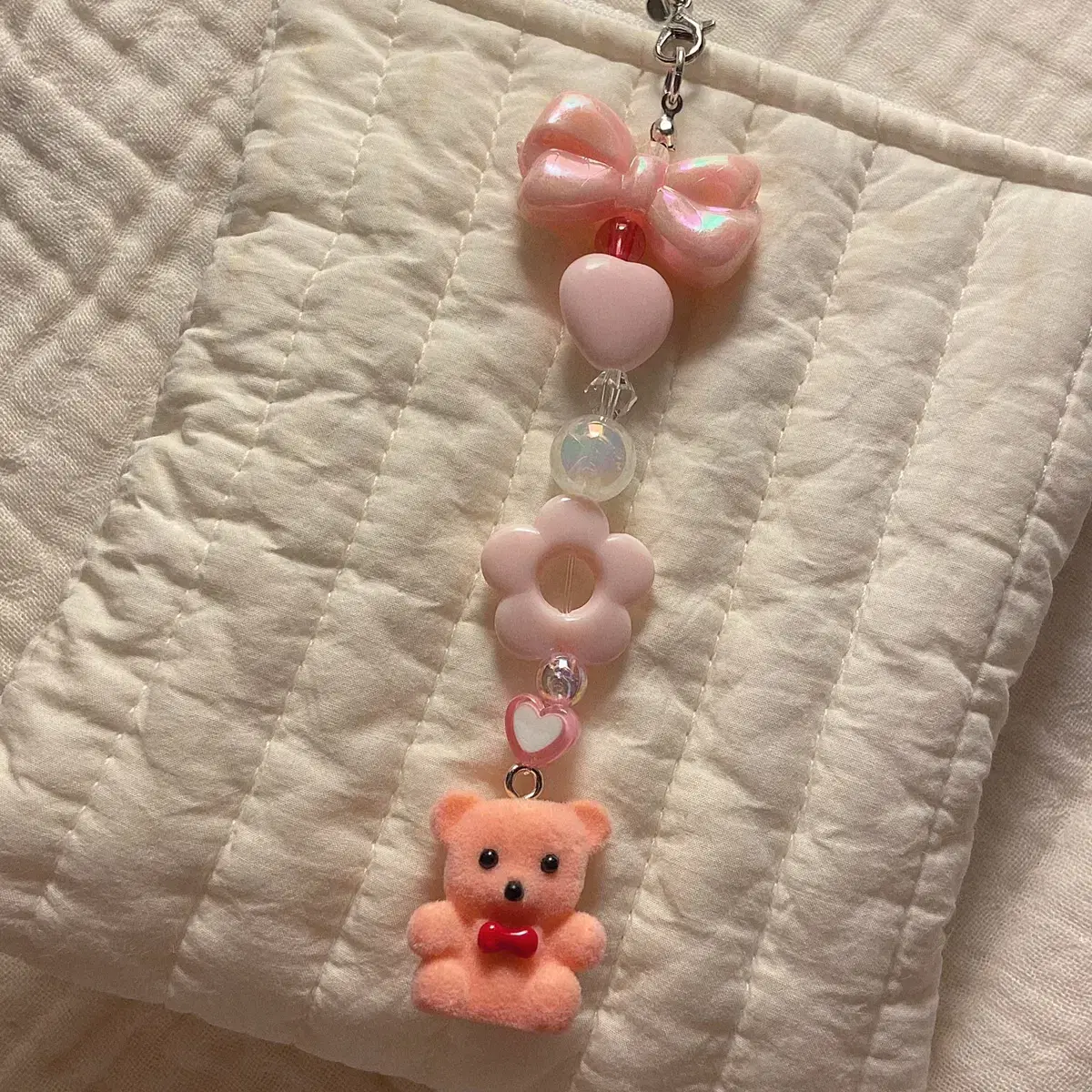 Pink bear-shaped keyring