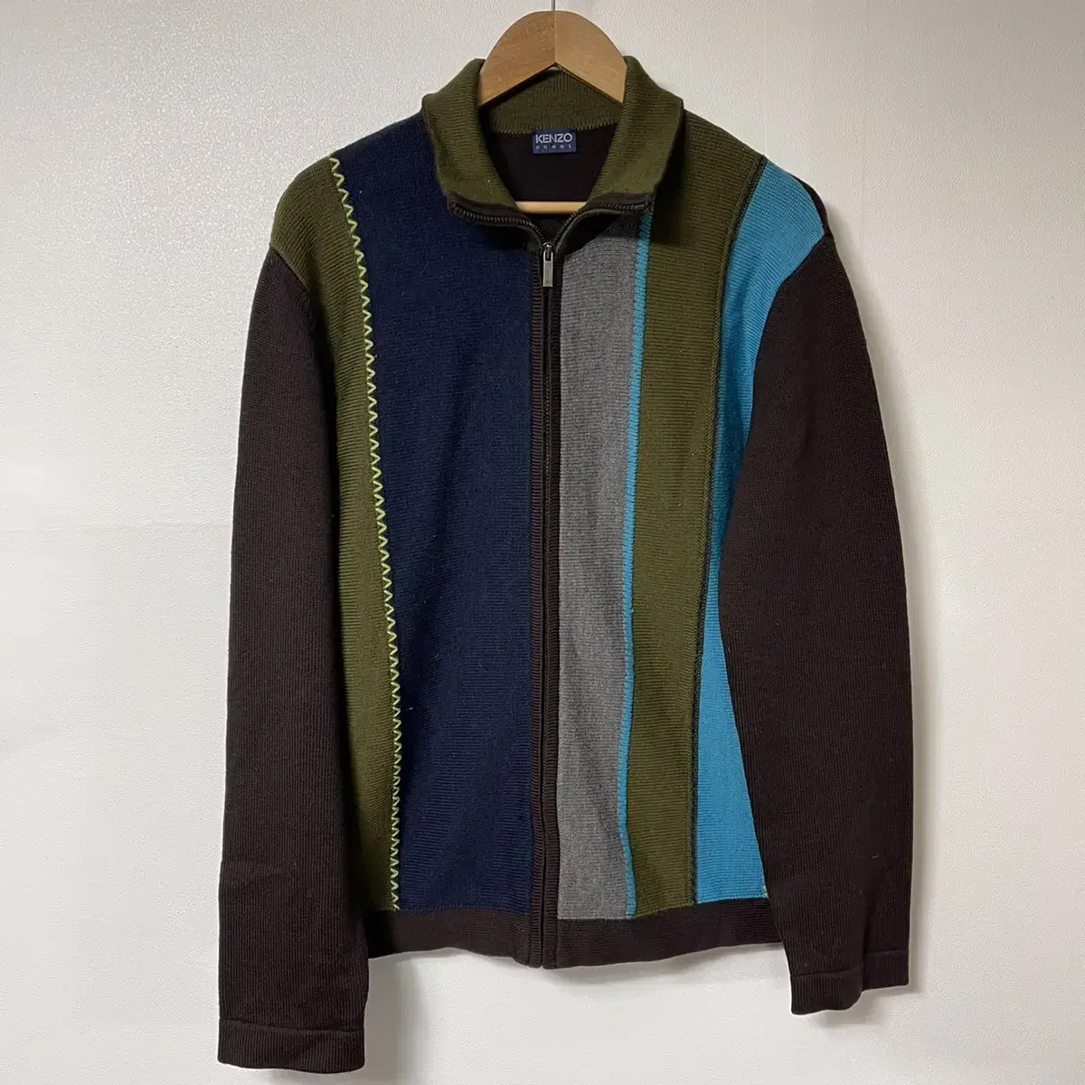 [Kenzo] Patchwork Knit Zip-up (XL)