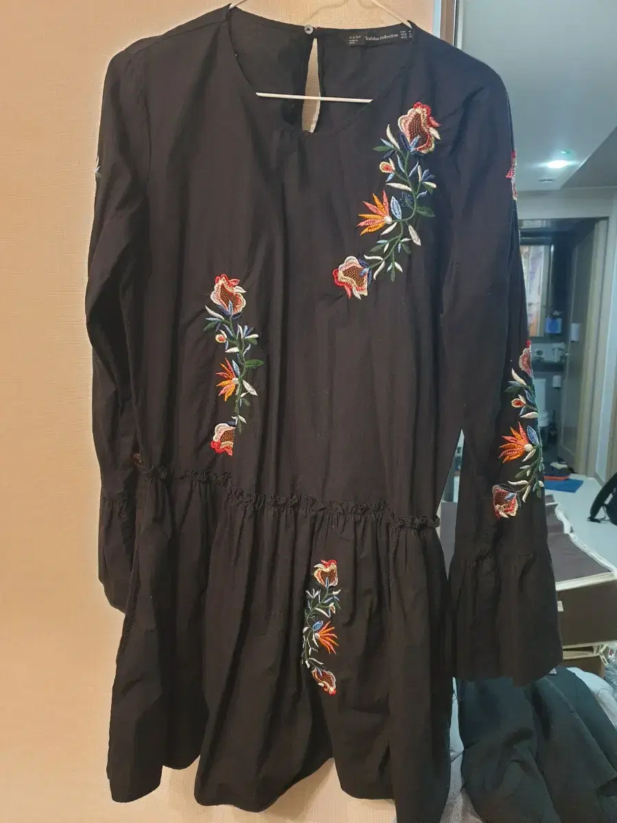 Zara embroidered long blouse