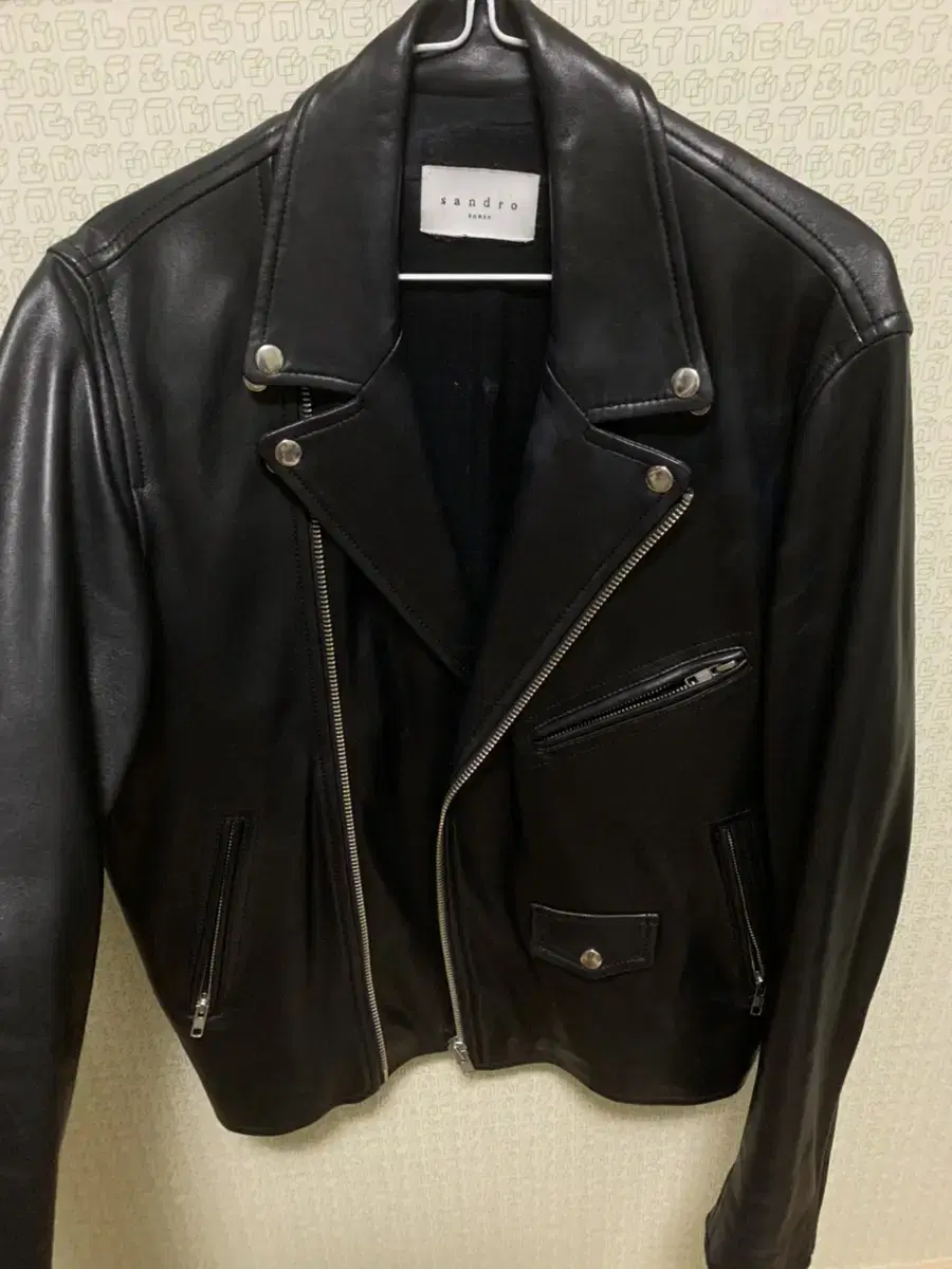 [M] Sandro Sandro lambskin biker leather jacket