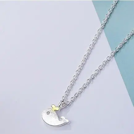 s925 sterling silver whale 고래 실버 은목걸이