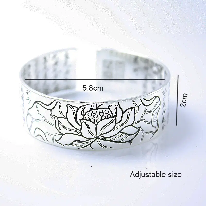 s999 vintage silver cuff mantra 반야심경 팔찌