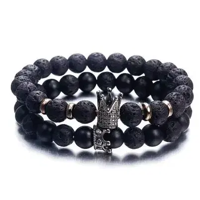 lava stone pave CZ imperial 라바스톤 비즈팔찌셋