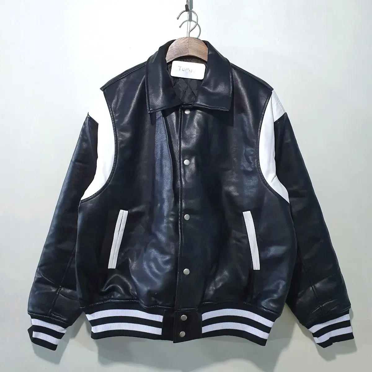 FW新) Leather Varsity Jumper 3color