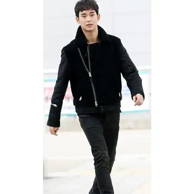 (L) 올세인츠 김수현 가죽 레더 퍼 무스탕 판매