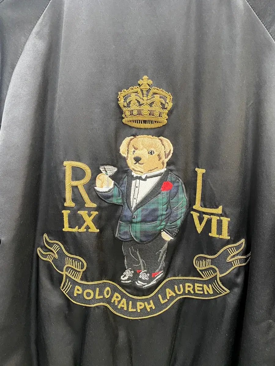 polo ralph lauren bk satin martini bear souvenir jacket