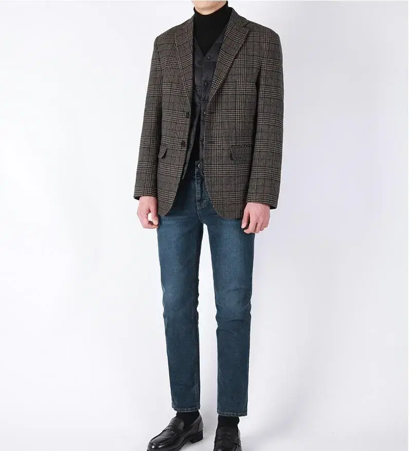 (L) Modifive M#1690 Glencheck Wool Blazer in Glencheck