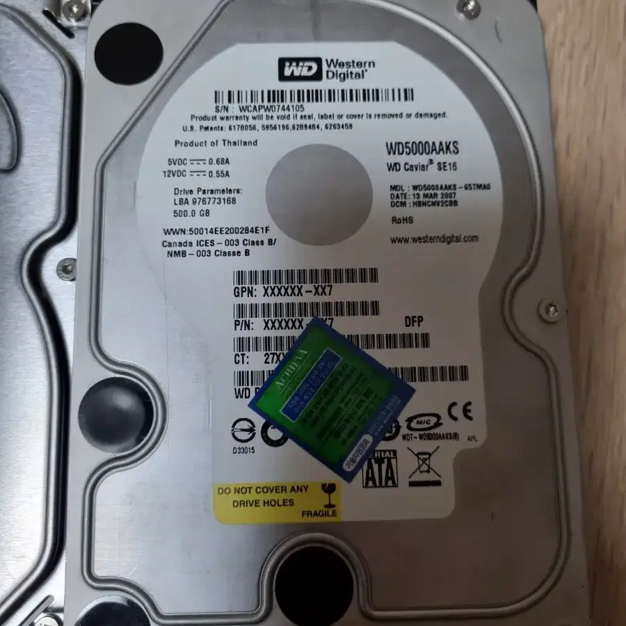 시게이트 WD 히타치  3.5" HDD(500GB/1TB/2TB/3TB)