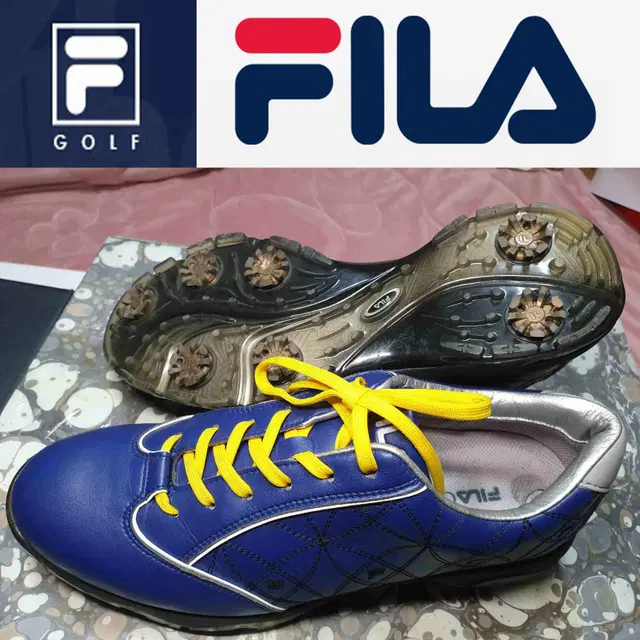 255 휠라(FILA GOLF) 보라색& 화이트라인 회색배색 노랑끈