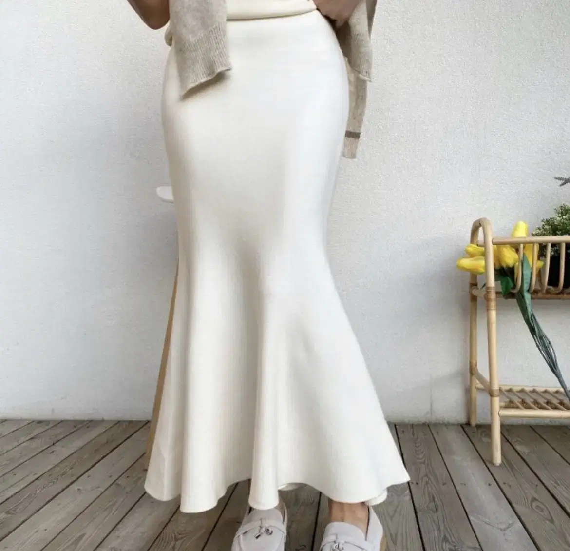 Lo Lo knit mermaid skirt ivory