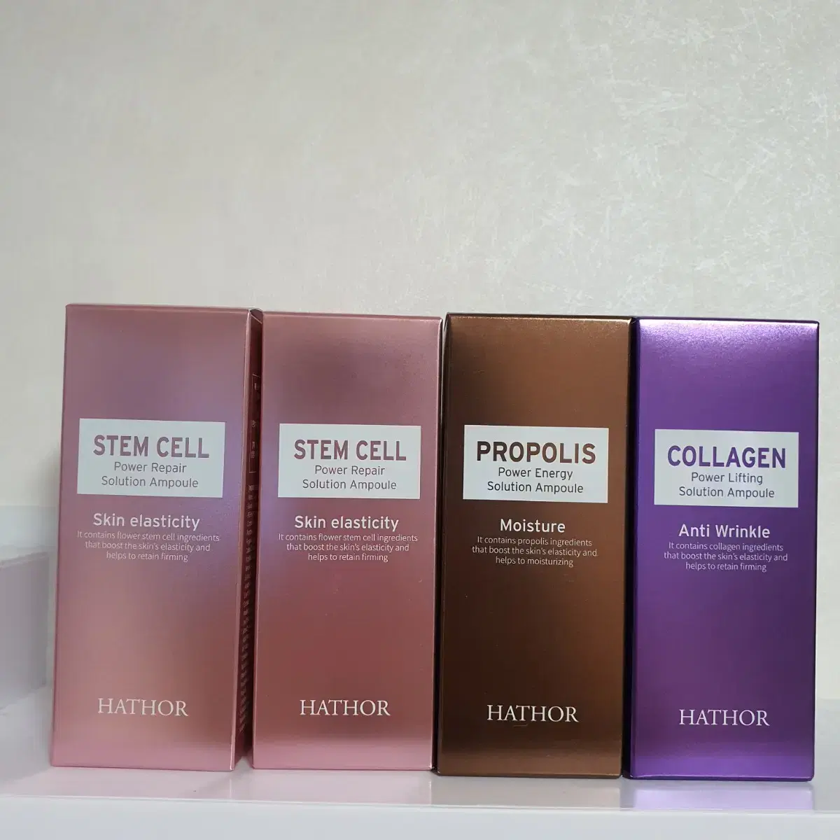 One Hator Collagen, two Stem Cells, and four Propolis Power Solution Ampoules in bulk