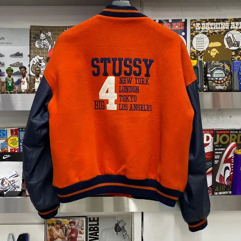 90s stussy 올드 스투시 BIG4 바시티 자켓