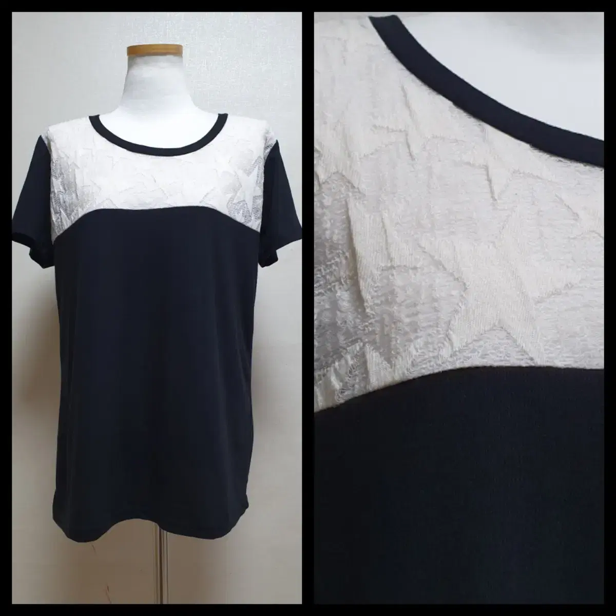 [NEW] Starburst Lace Point Short Sleeve Tee 55 Black