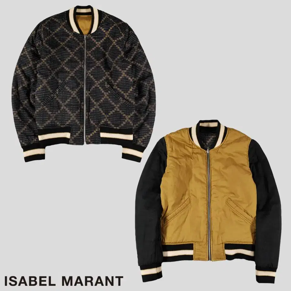 ISABEL MARANT 이자벨마랑 네이비 카키 리버시블 패턴 블루종 집